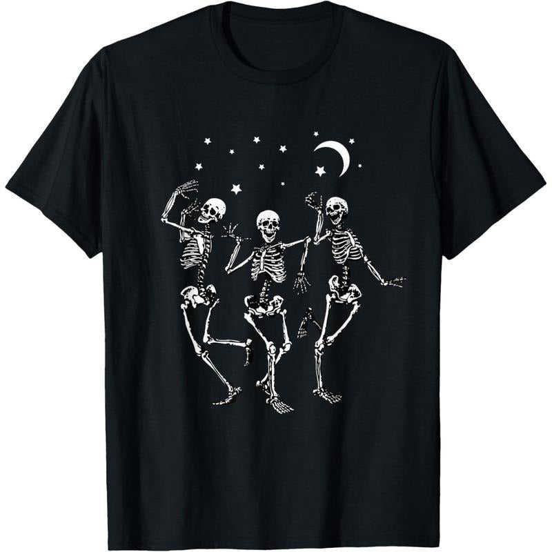 Skeleton Dancing Under The Moon Funny Happy Halloween T-Shirt made in usa Hoodie Sweatshirt | PrintMintTees.com