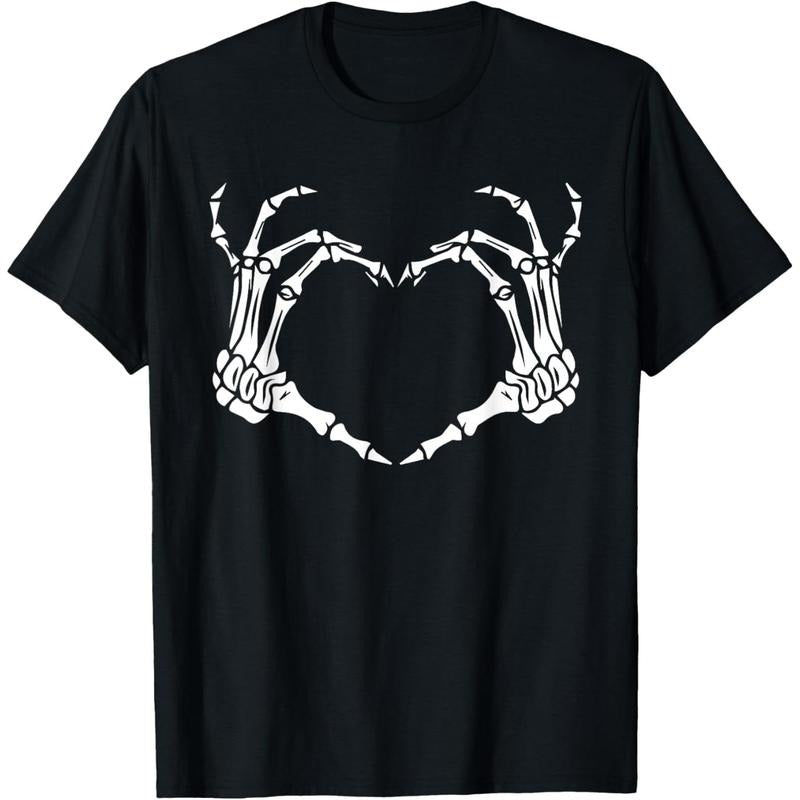Skeleton Hand Heart Halloween Funny Bones Love T-Shirt made in usa Hoodie Sweatshirt | PrintMintTees.com
