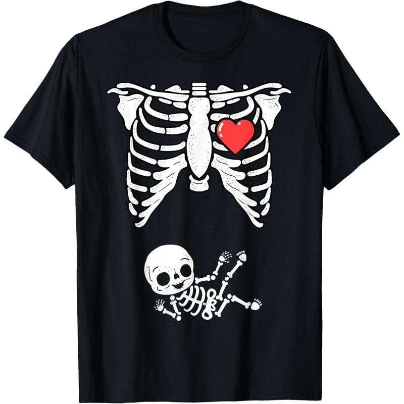 Skeleton Pregnancy Announcement  Halloween Costume T-Shirt made in usa Hoodie Sweatshirt | PrintMintTees.com