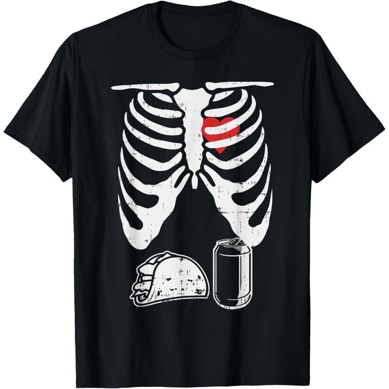 Skeleton Pregnancy Taco Beer Xray Halloween Soon Dad T-Shirt made in usa Hoodie Sweatshirt | PrintMintTees.com