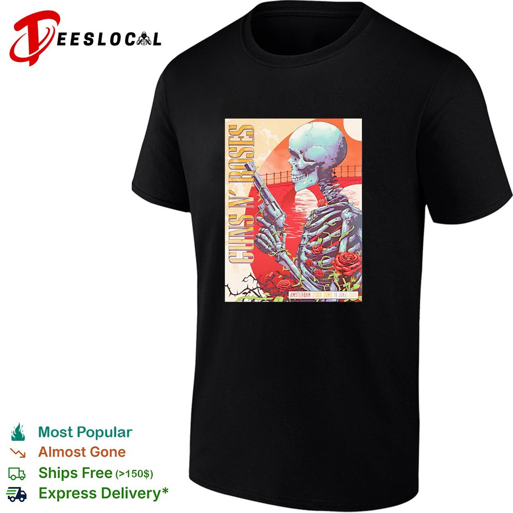 Skeleton holding Guns N Roses Amsterdam Netherlands at Ziggo Dome On 18 And 20 June 2026 shirt