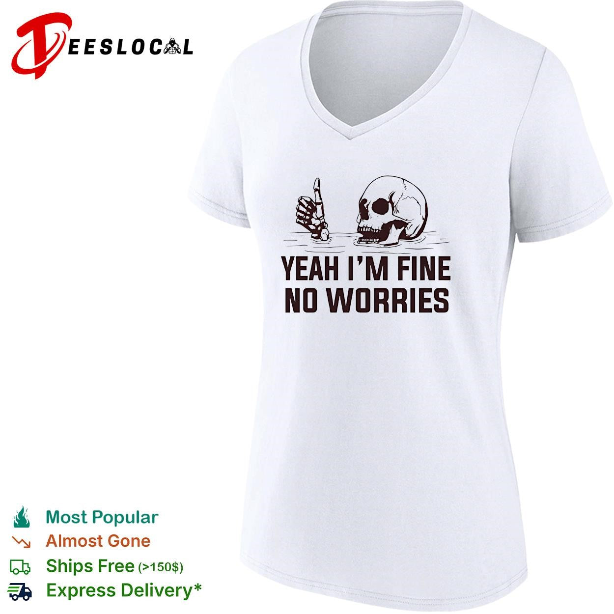 Skeleton under water ok hand sign yeah I’m fine no worries shirt