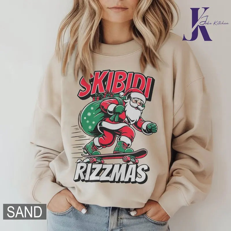 Skibidi Rizzmas, Skibidi shirt, funny youth shirt, kids Christmas shirt, kids slang shirt, youth lingo shirt Hoodie...