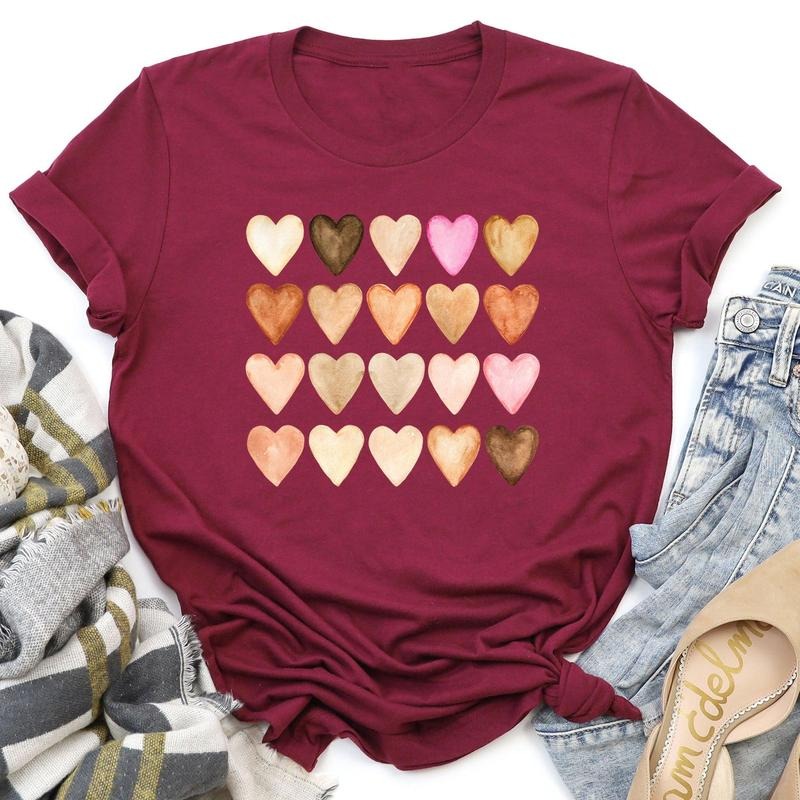 Skin Tone Hearts, Multicultural, Super Soft Tshirt, Valentine's Day Hoodie Sweatshirt | PrintMintTees.com