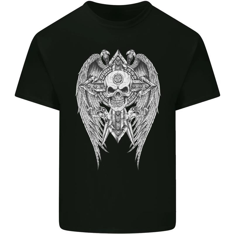 Skull Wings Viking Gothic Wings Gym Biker Mens Cotton T-Shirt Tee Top Made in USA Hoodie Sweatshirt | PrintMintTees.com