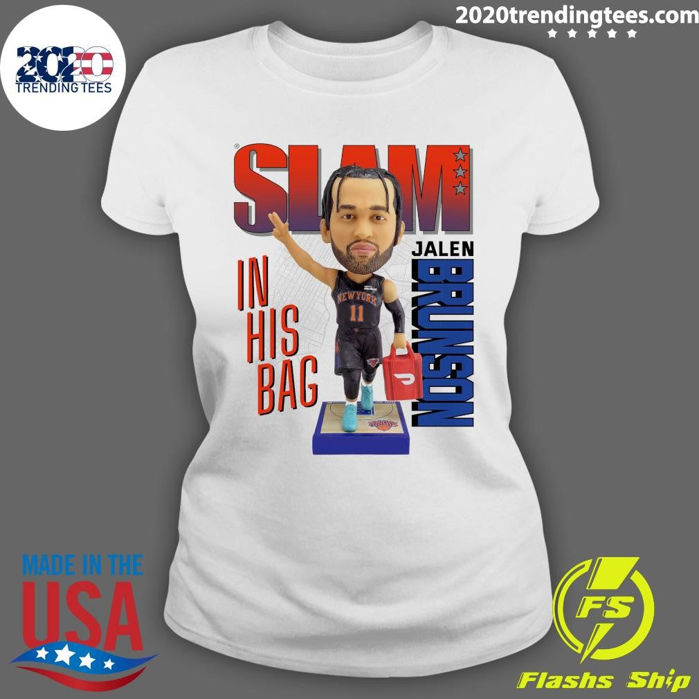 Slam Jalen Brunson bobblehead In His Bag New York Knicks Basketball 2026 Shirt