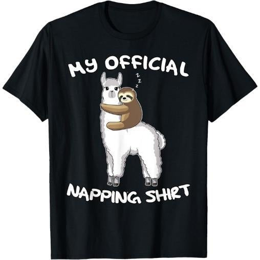 Sleeping Sloth Alpaca Llama Pyjamas My Official Napping T-Shirt Made in USA Hoodie Sweatshirt | PrintMintTees.com