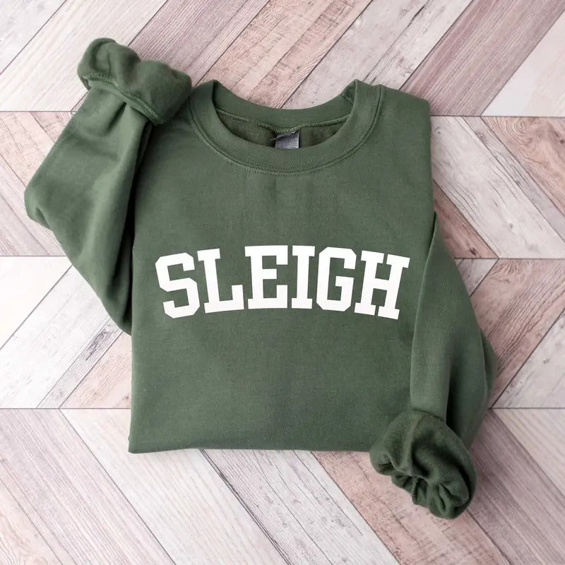 Sleigh Christmas Sweatshirt, Xmas Christmas Sweater, Christmas Party Crewneck, Winter Holiday Sweater For Women, Xmas...