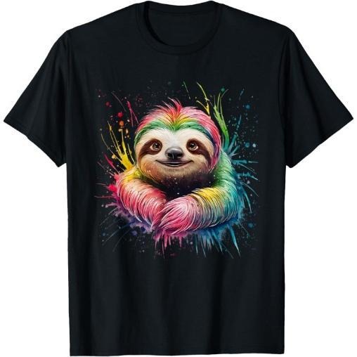 Sloth Men Colorful Watercolor Sloth T-Shirt Made in USA Hoodie Sweatshirt | PrintMintTees.com