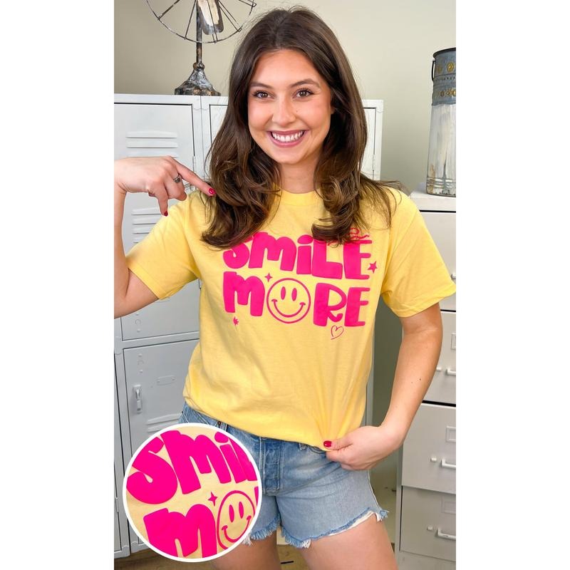 Smile More Puff Graphic T-Shirt Hoodie Sweatshirt | PrintMintTees.com