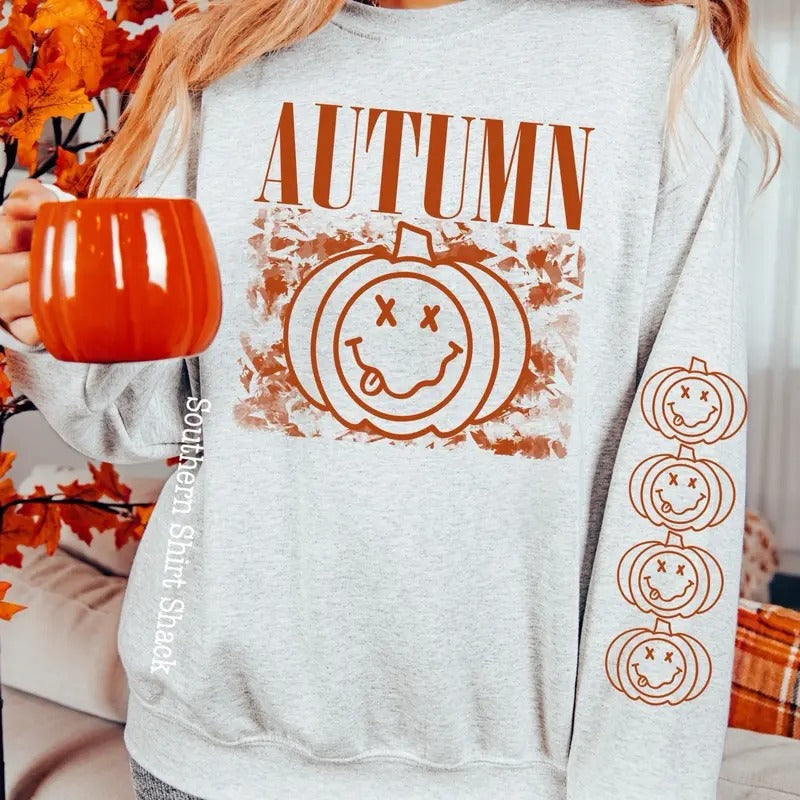 Smiley Autumn Sweatshirt Shirt Hoodie | PrintMintTees.com
