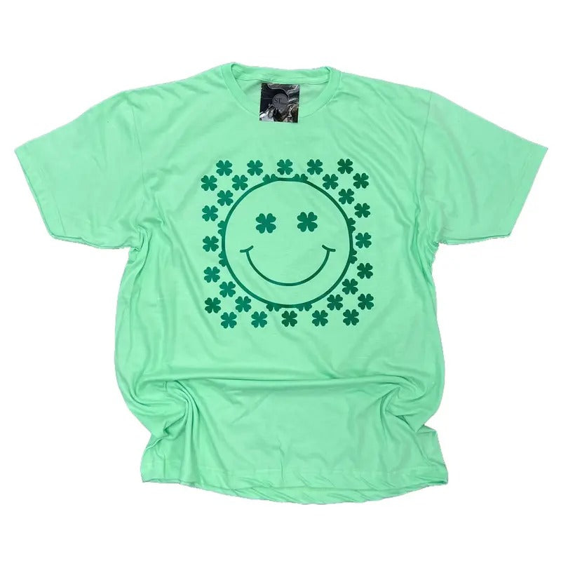 Smiley Clover St. Patty'S Day Mint Green Womenswear Cute Shirts T-Shirts, Hoodie, Sweatshirt
