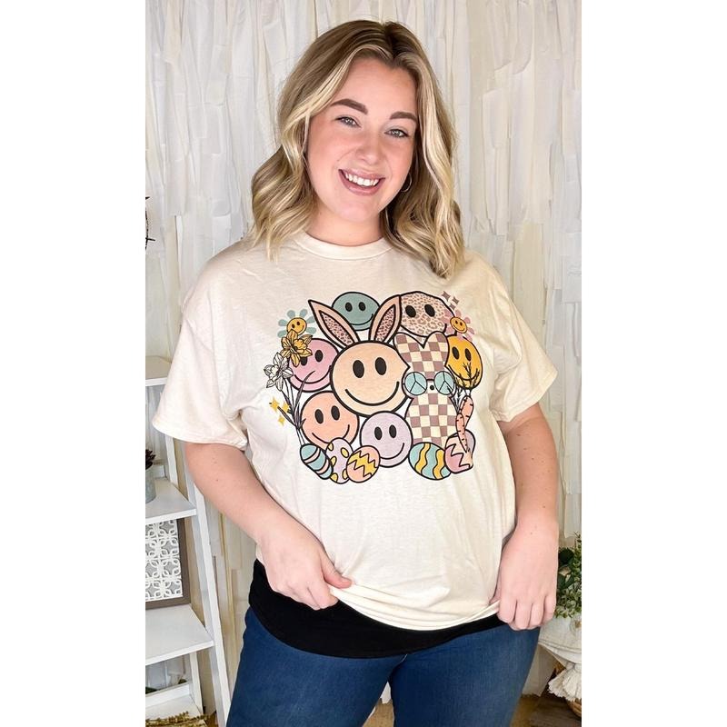 Smiley Easter Bunny Graphic T-Shirt Hoodie Sweatshirt | PrintMintTees.com