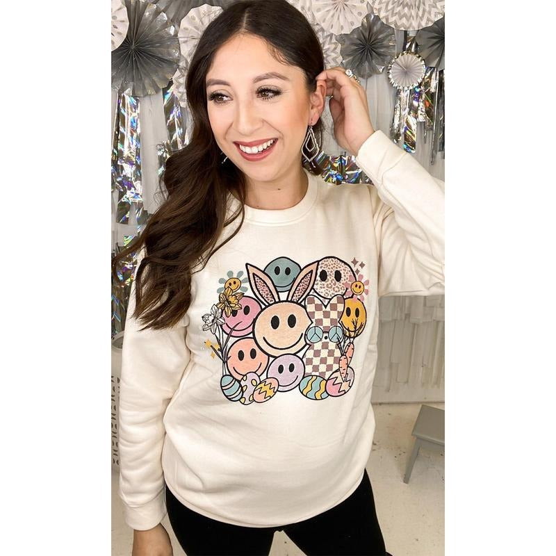 Smiley Easter Bunny Sweatshirt Shirt Hoodie | PrintMintTees.com