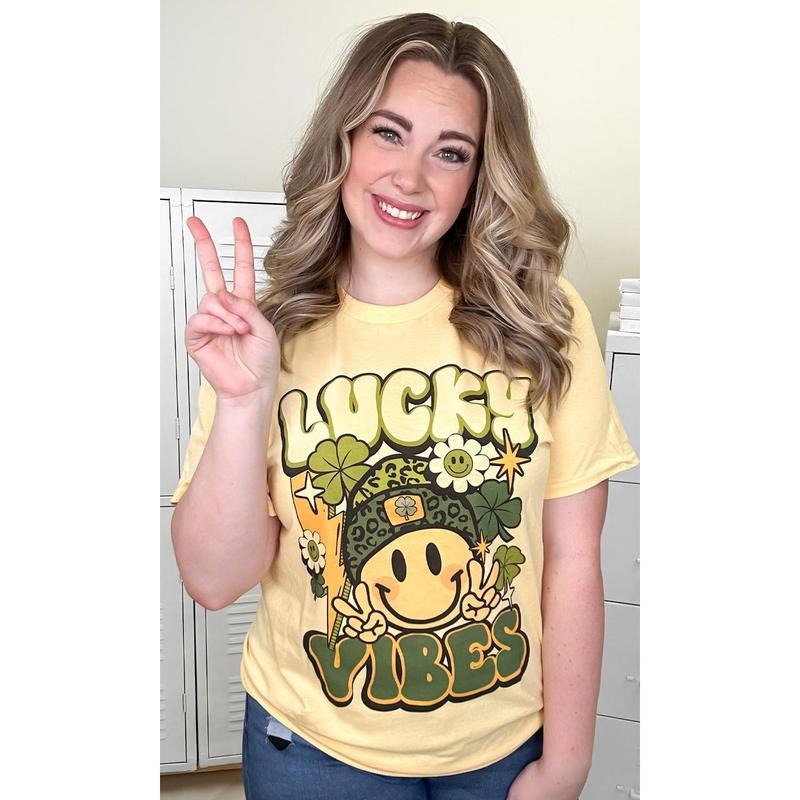 Smiley Lucky Vibes Adult Graphic T-Shirt Hoodie Sweatshirt | PrintMintTees.com