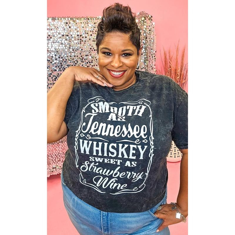 Smooth as Tennessee Whiskey Mineral Washed Black Graphic Shirt Hoodie Sweatshirt | PrintMintTees.com