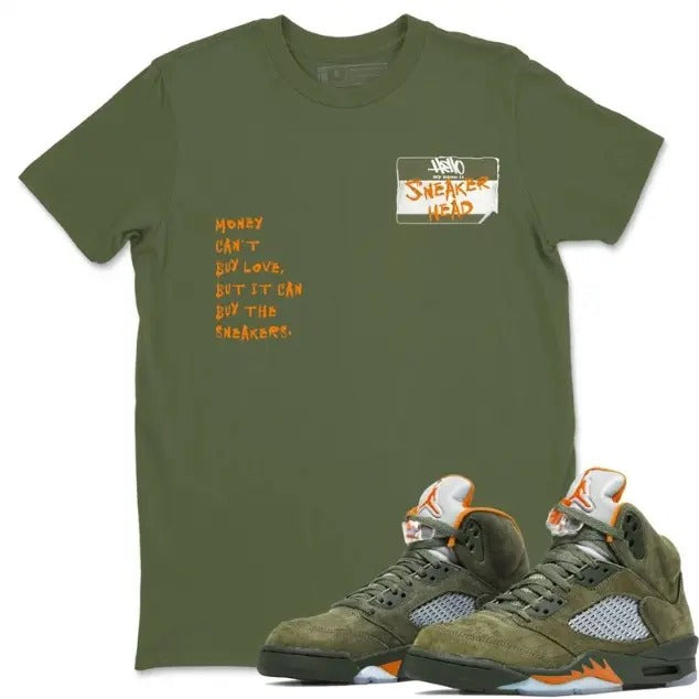 Sneakerhead Badge Unisex Crew Neck Sneaker Matching Tee Shirt To Match 5s Olive Hoodie Sweatshirt | PrintMintTees.com
