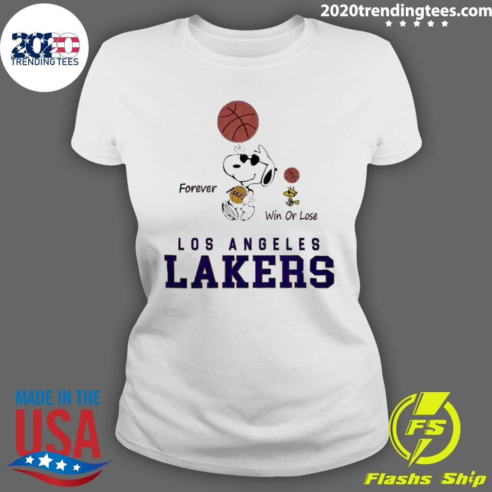 Snoopy and Woodstock Los Angeles Lakers Forever Win Or Lose Shirt