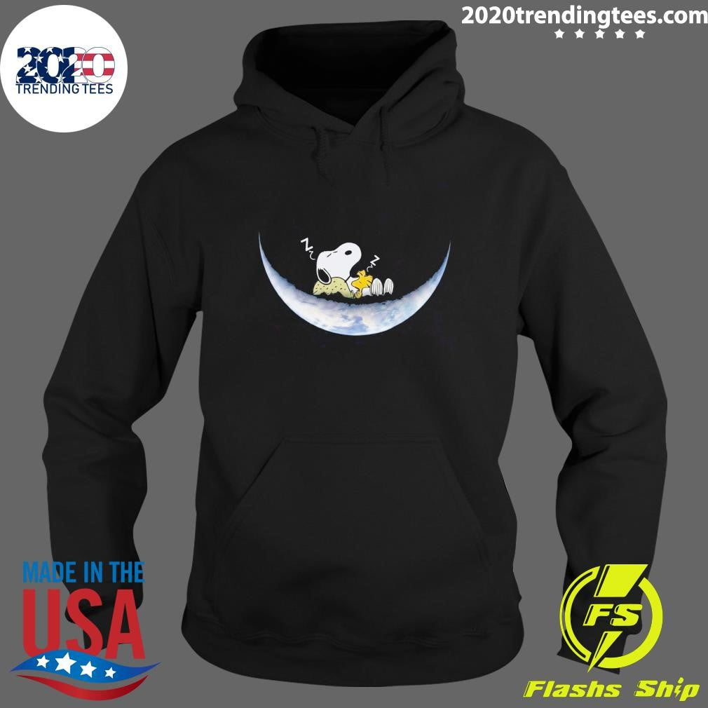 Snoopy and Woodstock Sleeping Soundly On A Crescent Moon Shirt