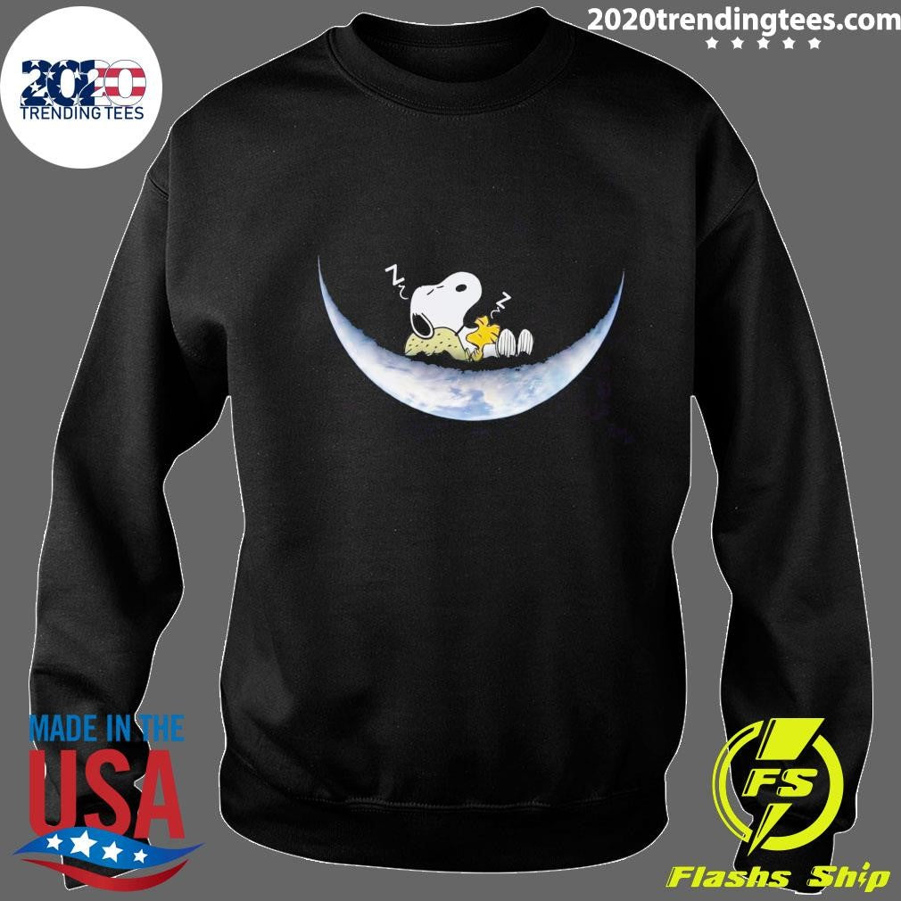 Snoopy and Woodstock Sleeping Soundly On A Crescent Moon Shirt