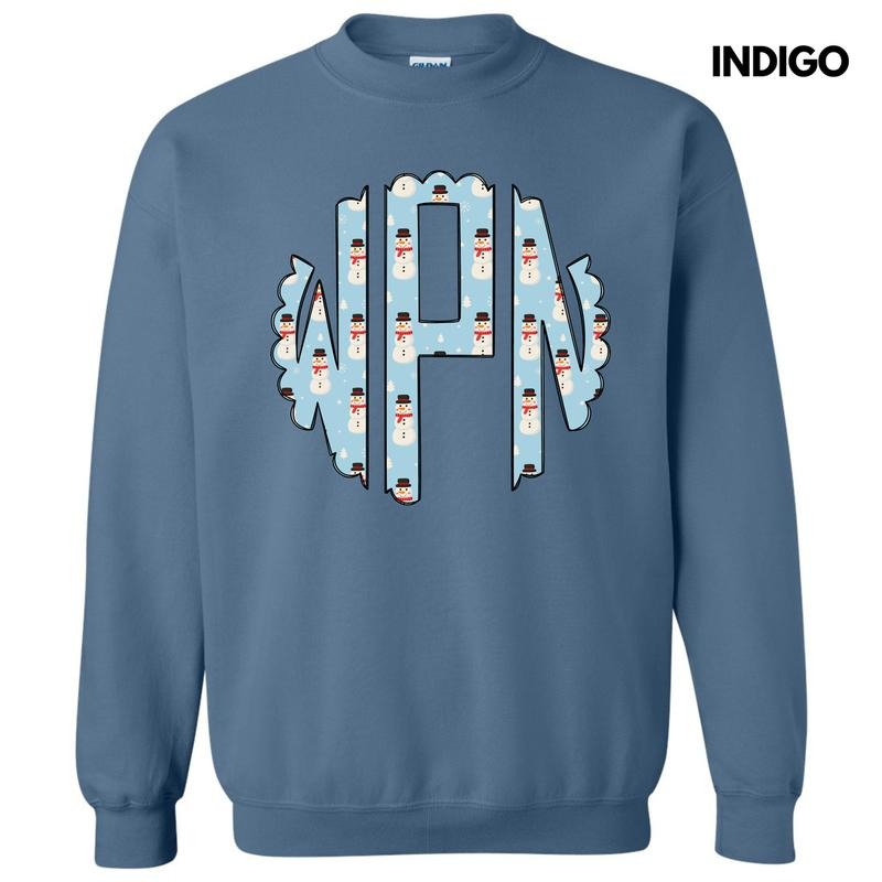 Snowman Monogram Sweatshirt 'NLB' Shirt Hoodie | PrintMintTees.com