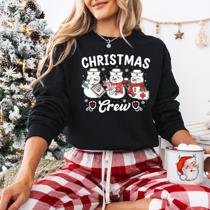 Snowman Nurse Christmas Sweatshirt, Funny Christmas Nurse T-shirt, ICU ER Rn Nurse Tee, Nurse Life Hoodie, Very Merry...