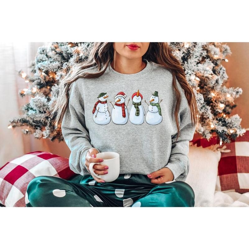 Snowman Sweatshirt, Christmas Sweatshirt,  Christmas Sweater Cotton Polyester Shirt Hoodie | PrintMintTees.com