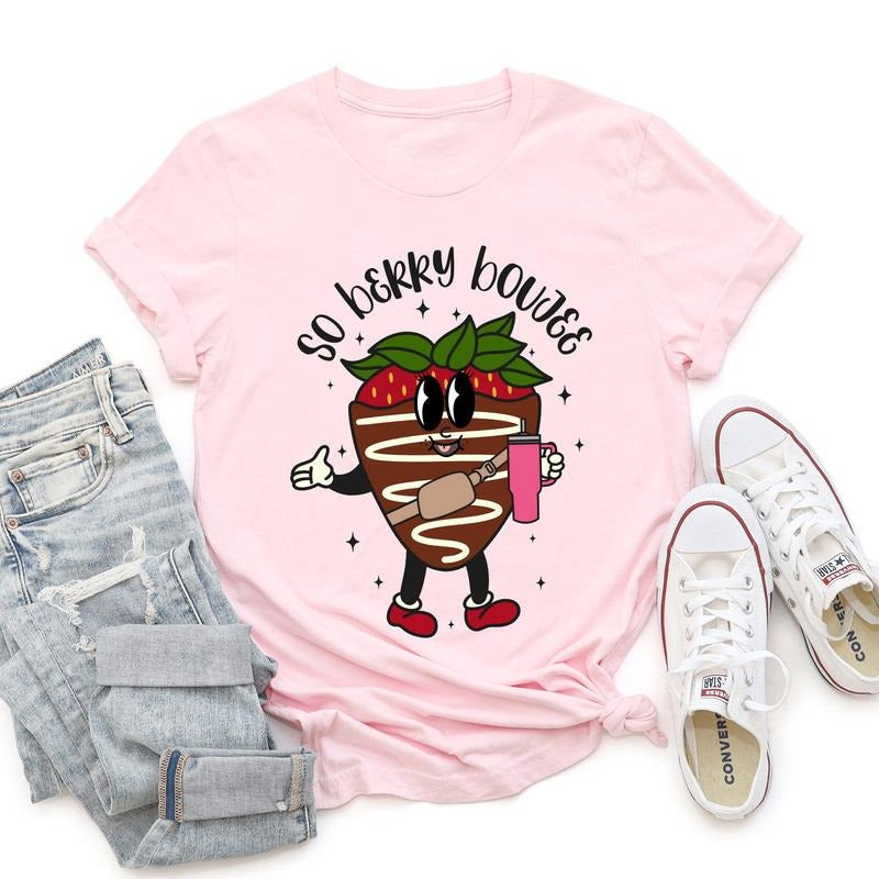 So Berry Boujee, Chocolate Strawberry, Bougie, Super Soft Tshirt, Valentine's Day Hoodie, Sweatshirt | PrintMintTees.com