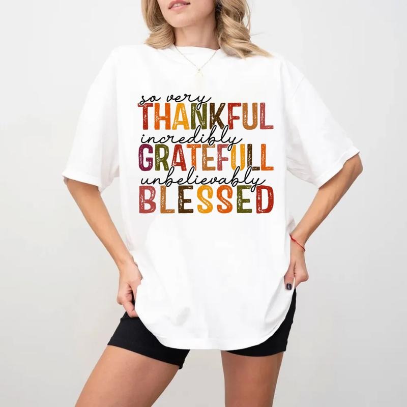 So Very Thankful Tshirt, Thankful Grateful Blessed T Shirt, Thanksgiving Gift, Thankful Tee, Grateful Shirt, Unisex Short...