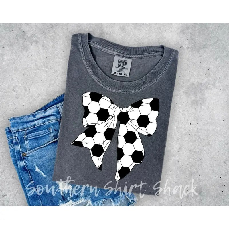 Soccer Bow t shirt |  comfort colors shirt | soccer season t shirt Hoodie Sweatshirt | PrintMintTees.com