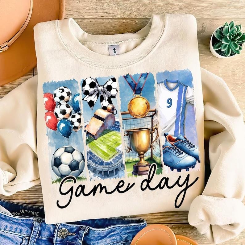Soccer Game Day Coquette Bow , Mama , Soccer Mom , Brushstroke Sweatshirt Crewneck Classic Shirt Hoodie | PrintMintTees.com
