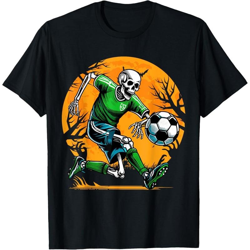 Soccer Skeleton Halloween Football Spooky Boys Soccer Player T-Shirt made in usa Hoodie Sweatshirt | PrintMintTees.com