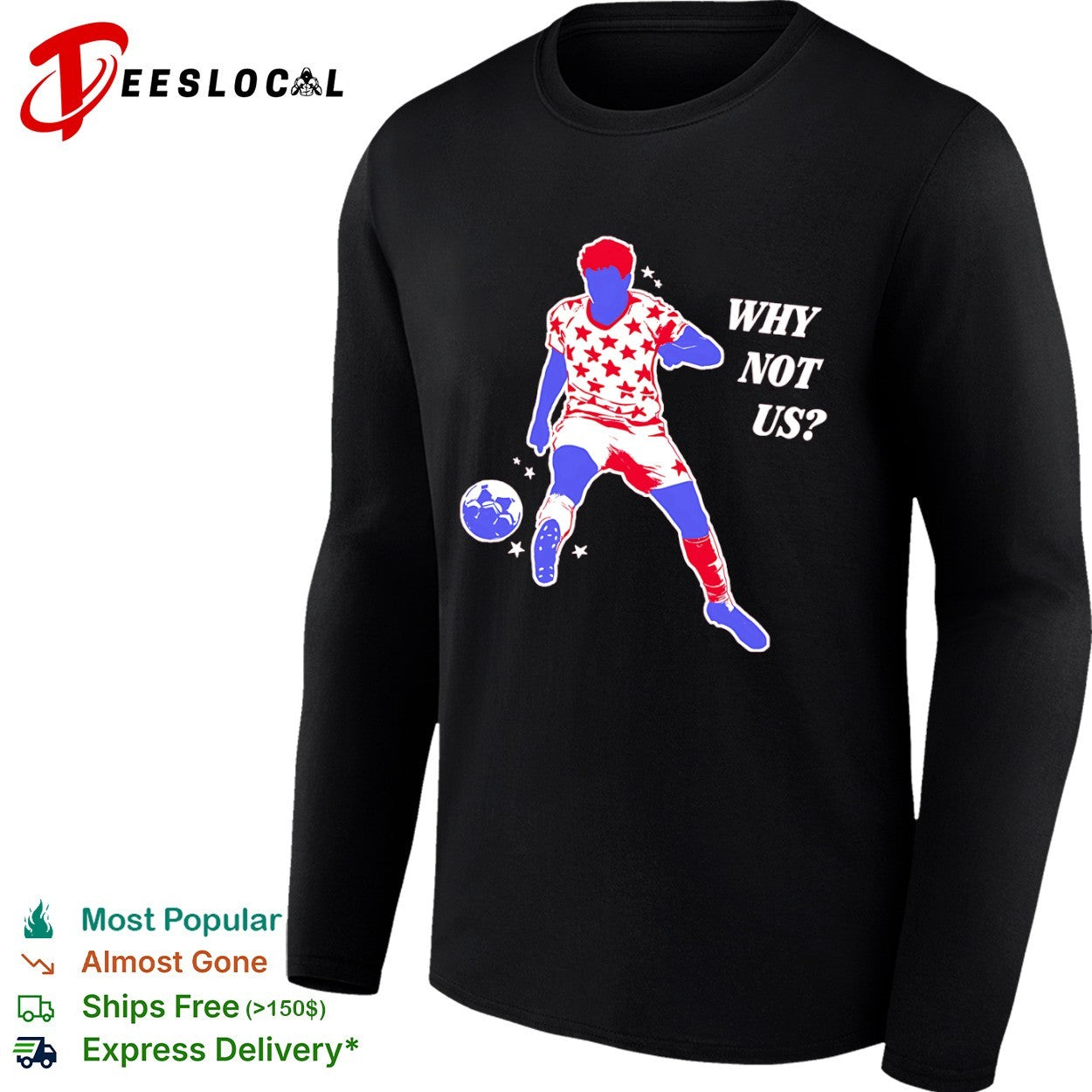 Soccer player star pattern why not us shirt