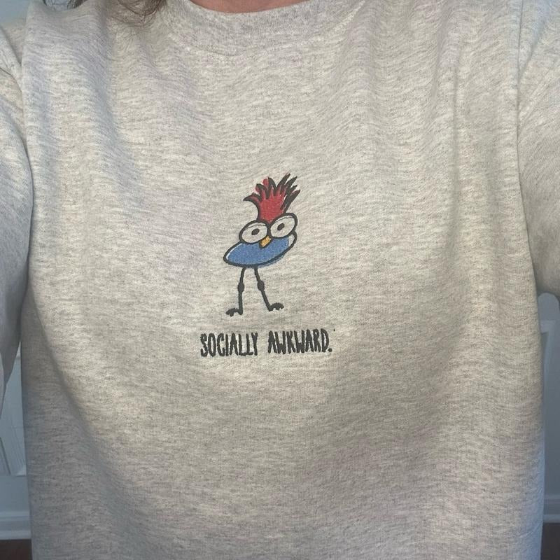 Socially Awkward Embroidered Crewneck Sweatshirt Comfort Shirt Hoodie | PrintMintTees.com