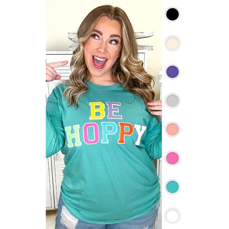 Soft Chenille Be Hoppy Easter Adult Long Sleeve Shirt Hoodie Sweatshirt | PrintMintTees.com