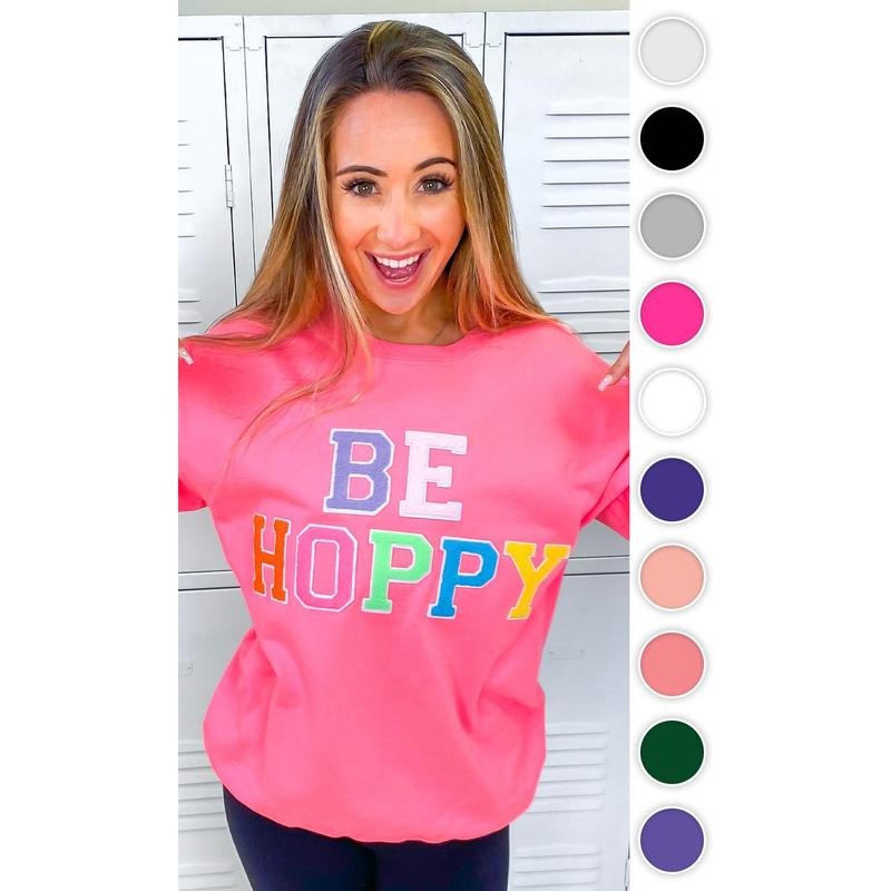 Soft Chenille Be Hoppy Easter Adult Sweatshirt Shirt Hoodie | PrintMintTees.com