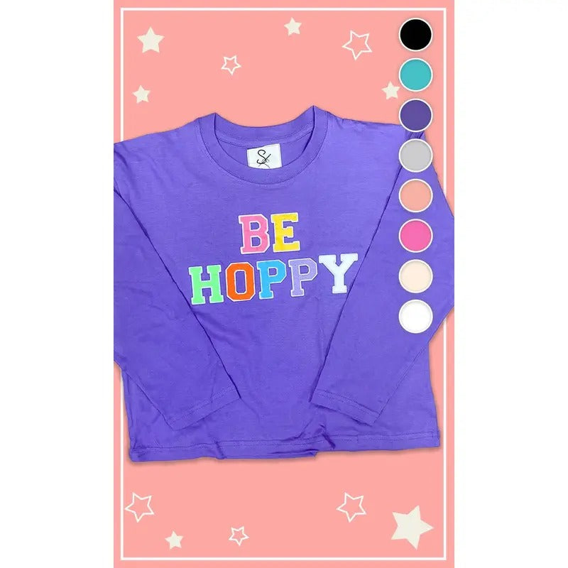 Soft Chenille Be Hoppy Easter Youth Long Sleeve Shirt Hoodie Sweatshirt | PrintMintTees.com