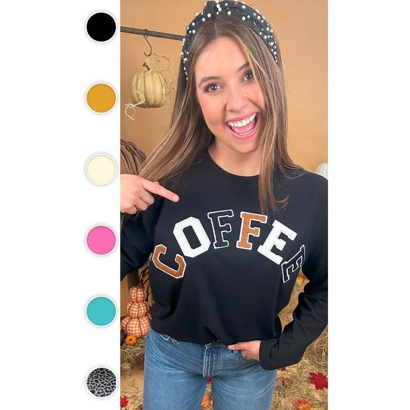 Soft Chenille Coffee Graphic Boyfriend Long Sleeve T-Shirt Hoodie Sweatshirt | PrintMintTees.com