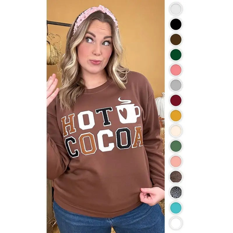 Soft Chenille Hot Cocoa Graphic Sweatshirt Shirt Hoodie | PrintMintTees.com
