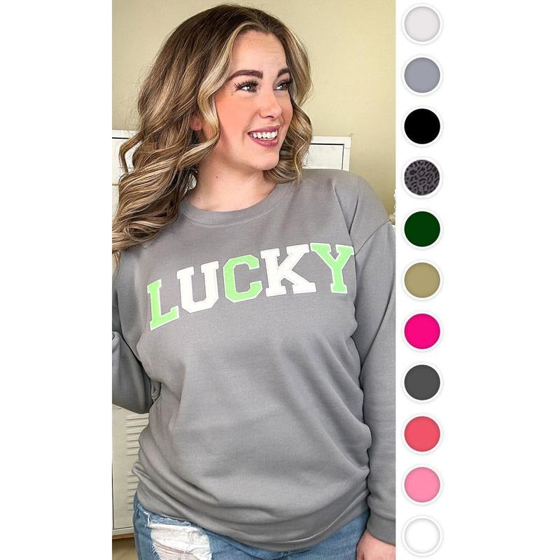 Soft Chenille Lucky Adult Sweatshirt Shirt Hoodie | PrintMintTees.com