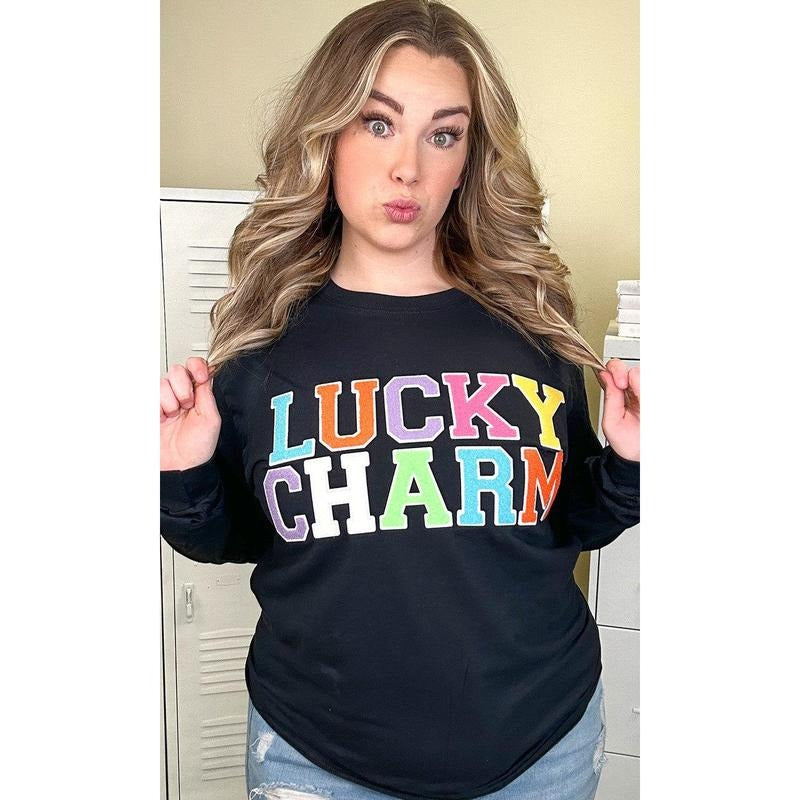 Soft Chenille Lucky Charm Adult Long Sleeve T-Shirt Hoodie Sweatshirt | PrintMintTees.com