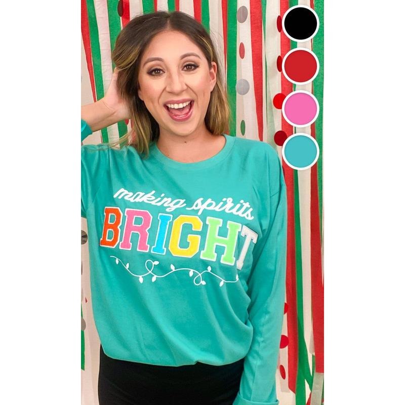 Soft Chenille Making Spirits Bright Boyfriend Long Sleeve T-Shirt Hoodie Sweatshirt | PrintMintTees.com