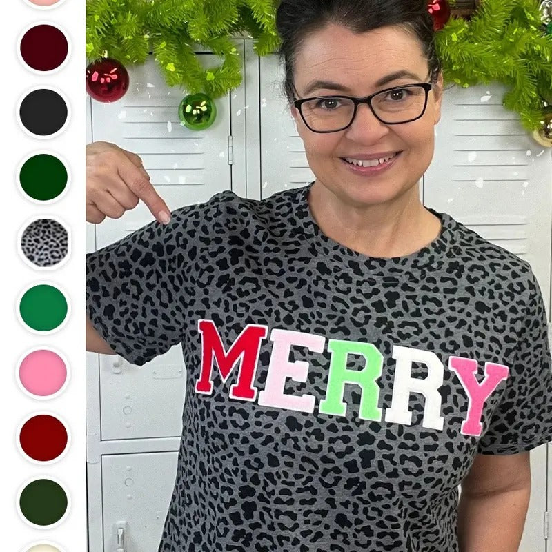 Soft Chenille Merry Graphic T-Shirt Hoodie Sweatshirt | PrintMintTees.com