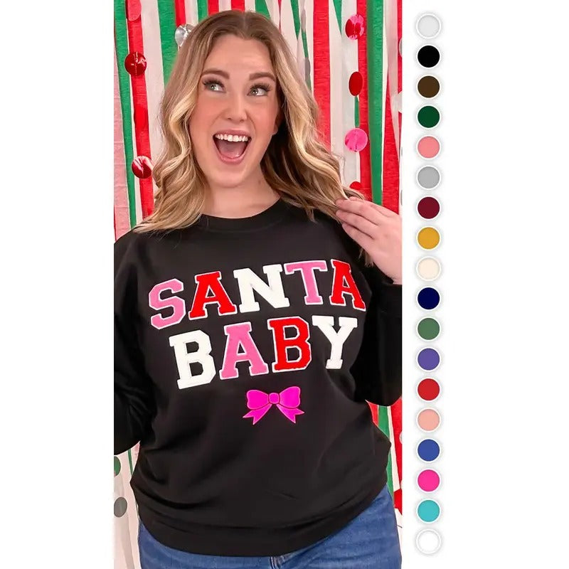 Soft Chenille Santa Baby Sweatshirt Shirt Hoodie | PrintMintTees.com
