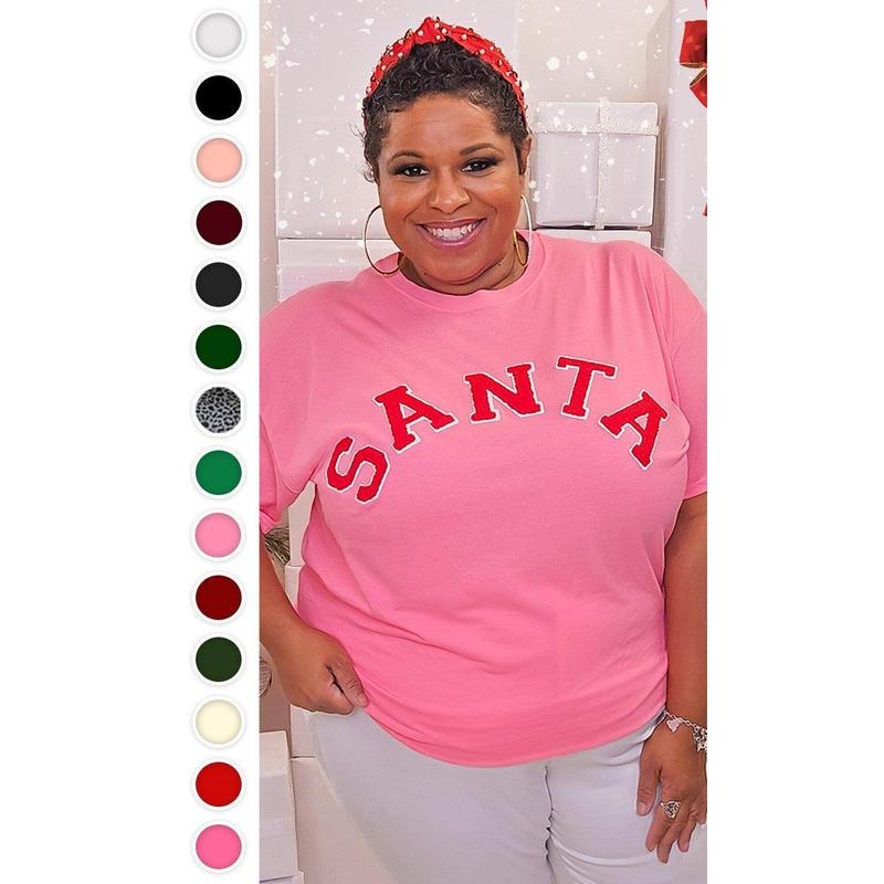Soft Chenille Santa Graphic T-Shirt Hoodie Sweatshirt | PrintMintTees.com