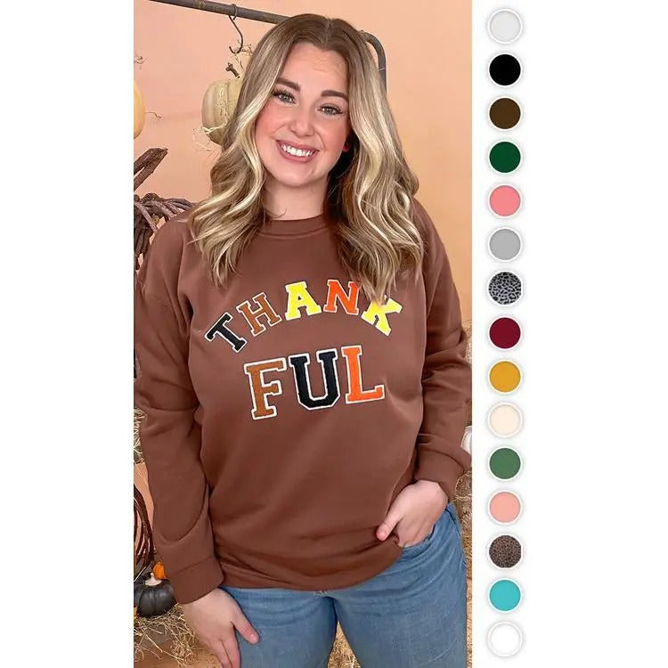 Soft Chenille Thankful Graphic Sweatshirt