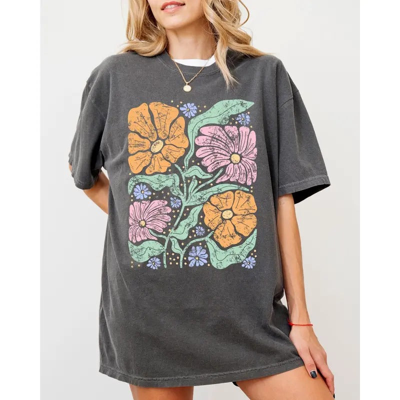 Soft, Gorgeous Abstract Flowers, Boho Floral Design, Summer Vibes, Gardening, Festival, Nature Shirt, Women's Comfort...