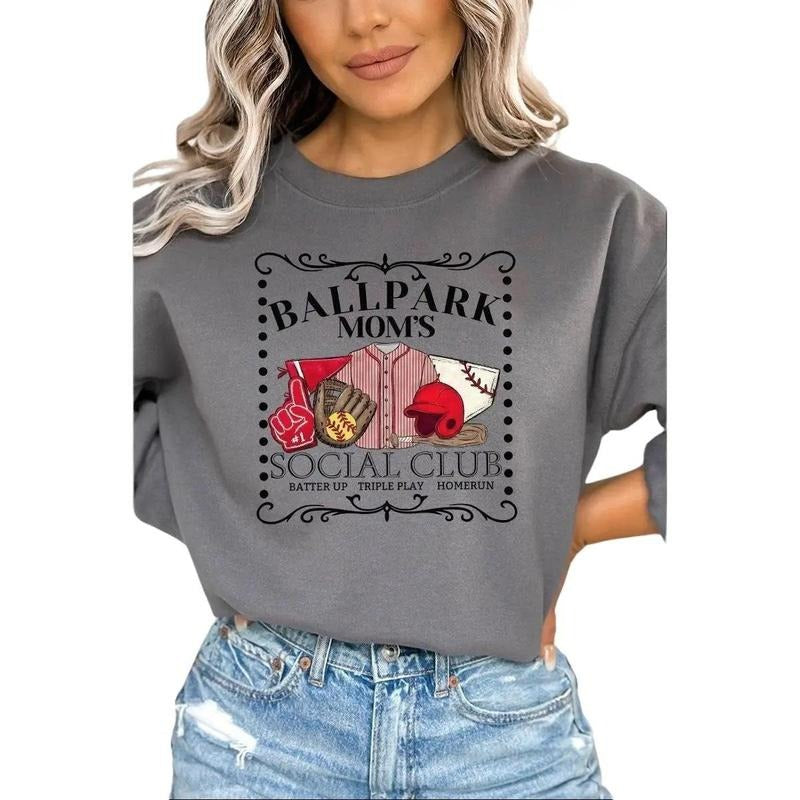 Softball Ballpark Moms Social Club Unisex NuBlend Crew Sweatshirt Shirt Hoodie | PrintMintTees.com