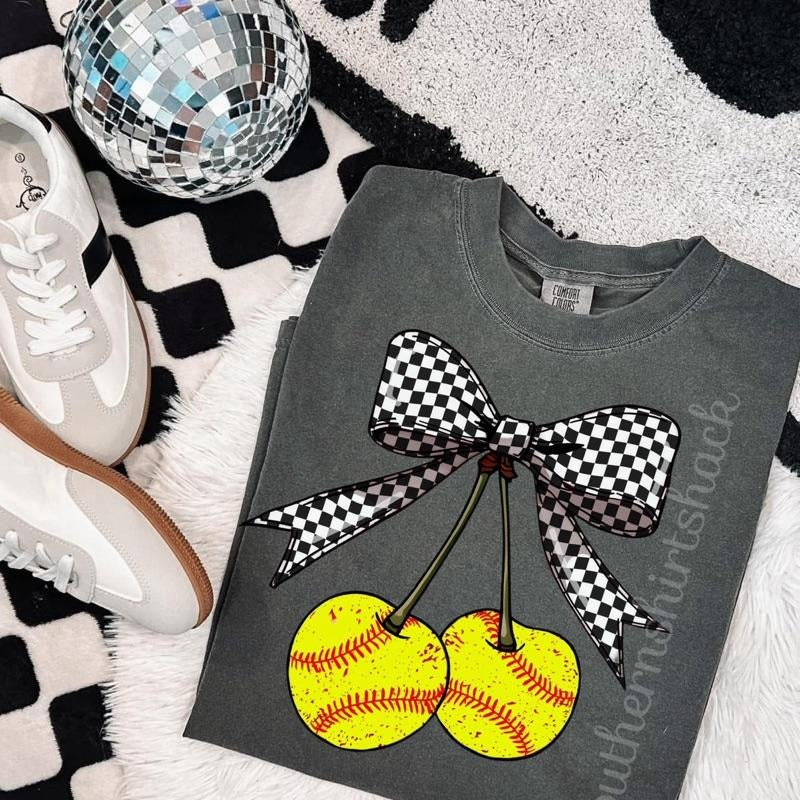 Softball Cherries T shirt  | Softball Mama Shirt | Pepper comfort colors t shirt Hoodie Sweatshirt | PrintMintTees.com