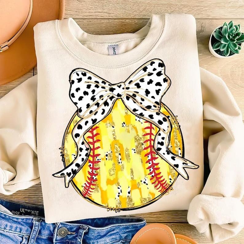 Softball Coquette , Game Day Bow Mama , Softball Mom , Brushstroke Softball Sweatshirt Crewneck Classic Shirt Hoodie